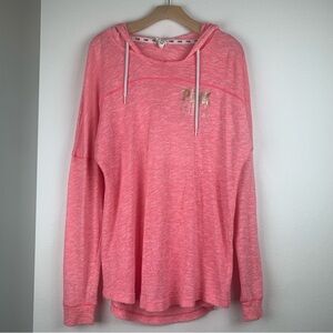 PINK Victoria's Secret Heathered Pink Hooded‎ Open Back  Long Sleeve Pullover